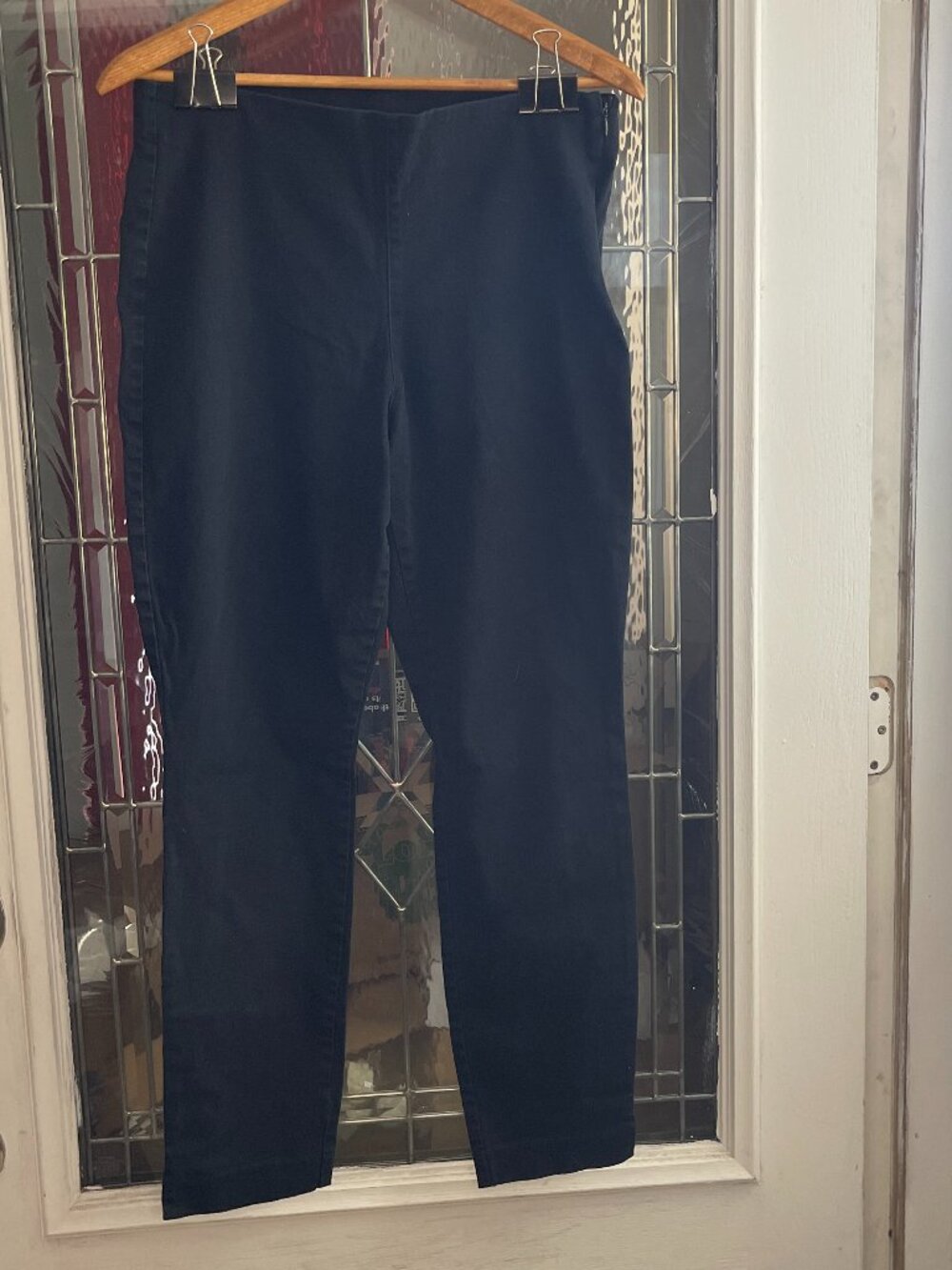 Old Navy Crop Ankle Pants Black Sid Zip Split Hem Sz 12 Tall